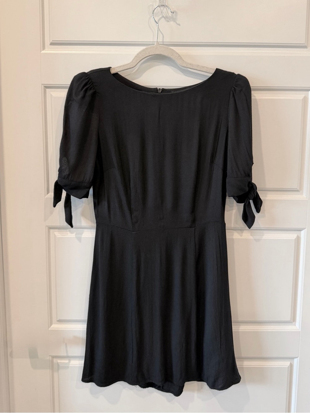 Reformation Bertie Dress Size 6 Black Mini Dress  Tie Back Zip Whimsigoth Dreamy